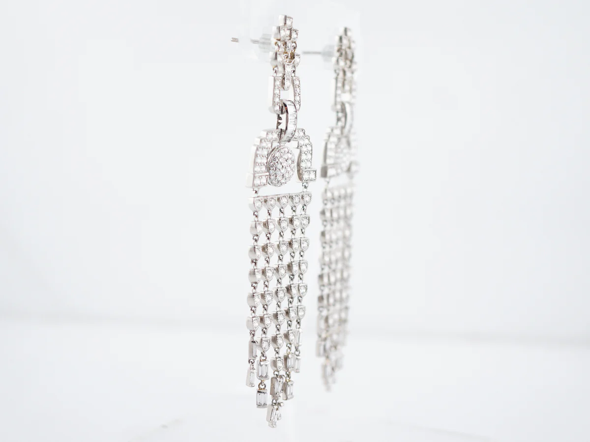 Earrings Modern 5.85 Round Brilliant & Straight Baguette Cut Diamonds in Platinum - Image 3