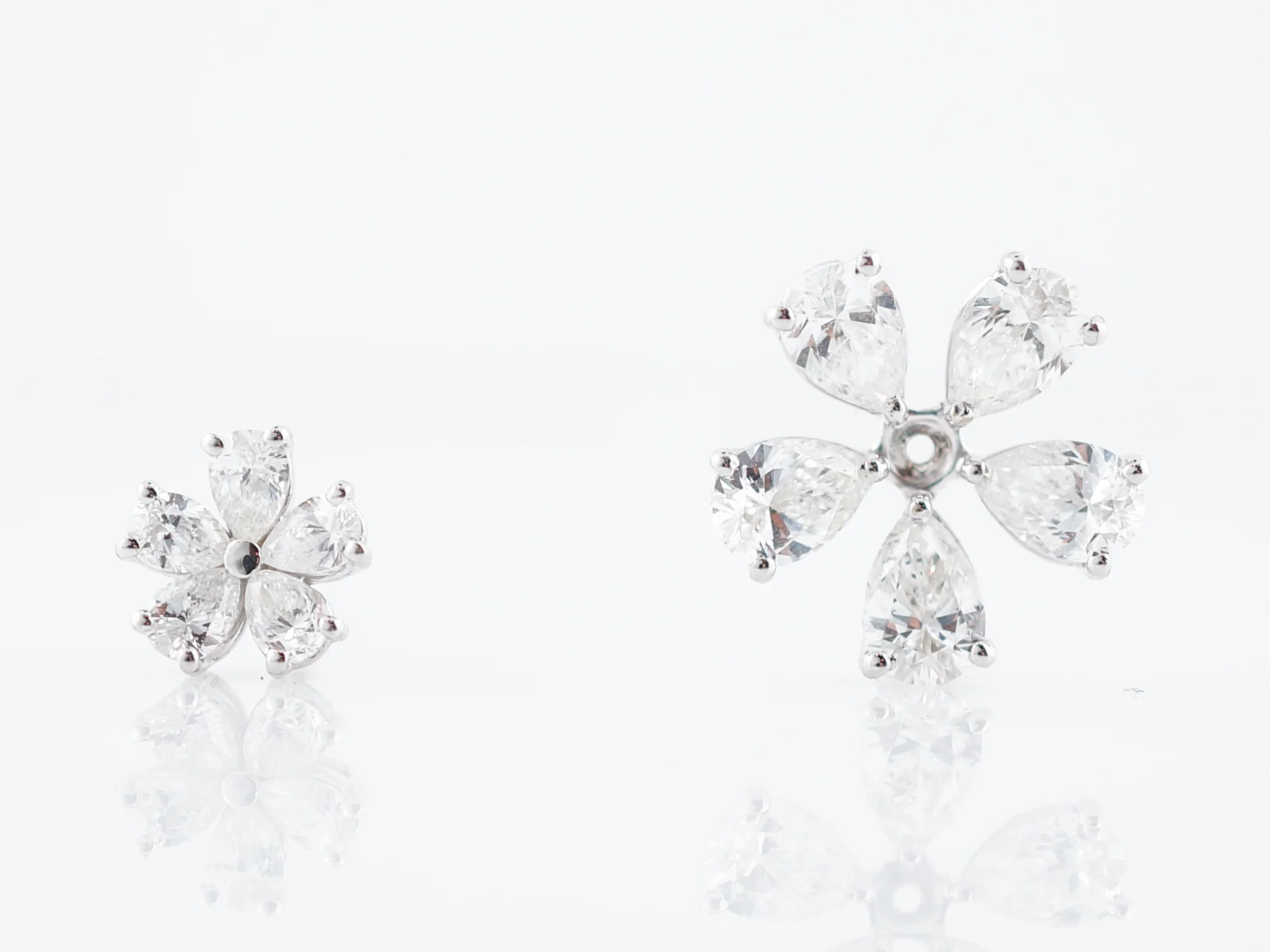 Earrings Modern 6.46 Pear Cut Diamonds in 18K White Gold - Image 4