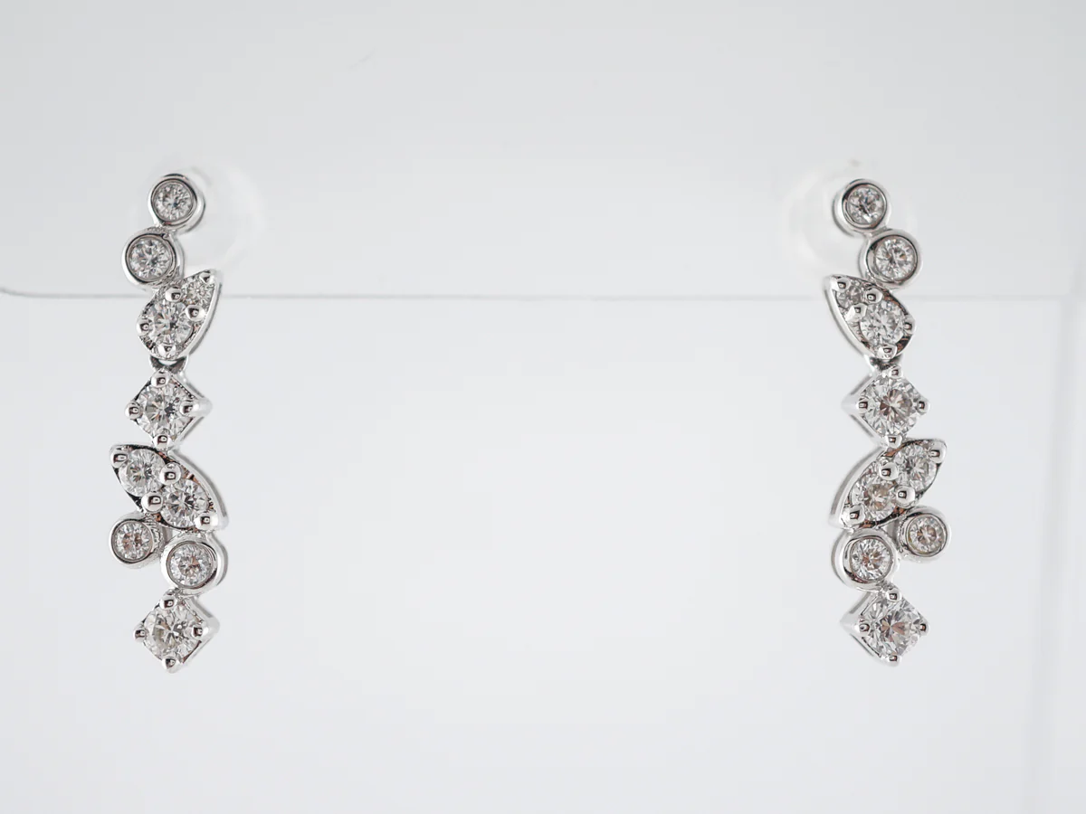Earrings Modern .60 Round Brilliant Cut Diamonds in 14k White Gold