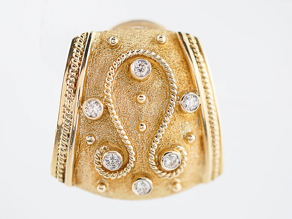 Earrings Modern .72 Round Brilliant Cut Diamonds in 20k Yellow Gold - Image 3