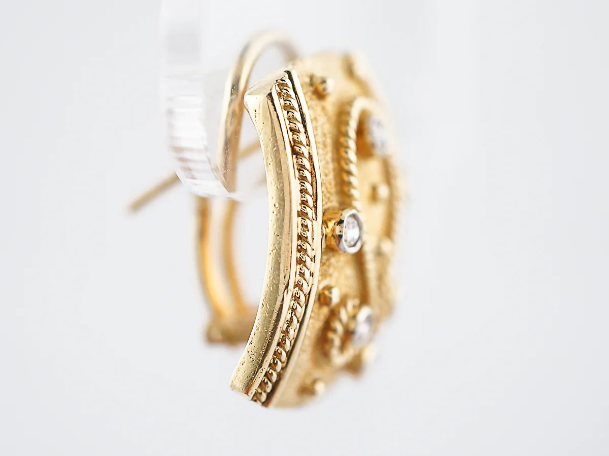 Earrings Modern .72 Round Brilliant Cut Diamonds in 20k Yellow Gold - Image 4