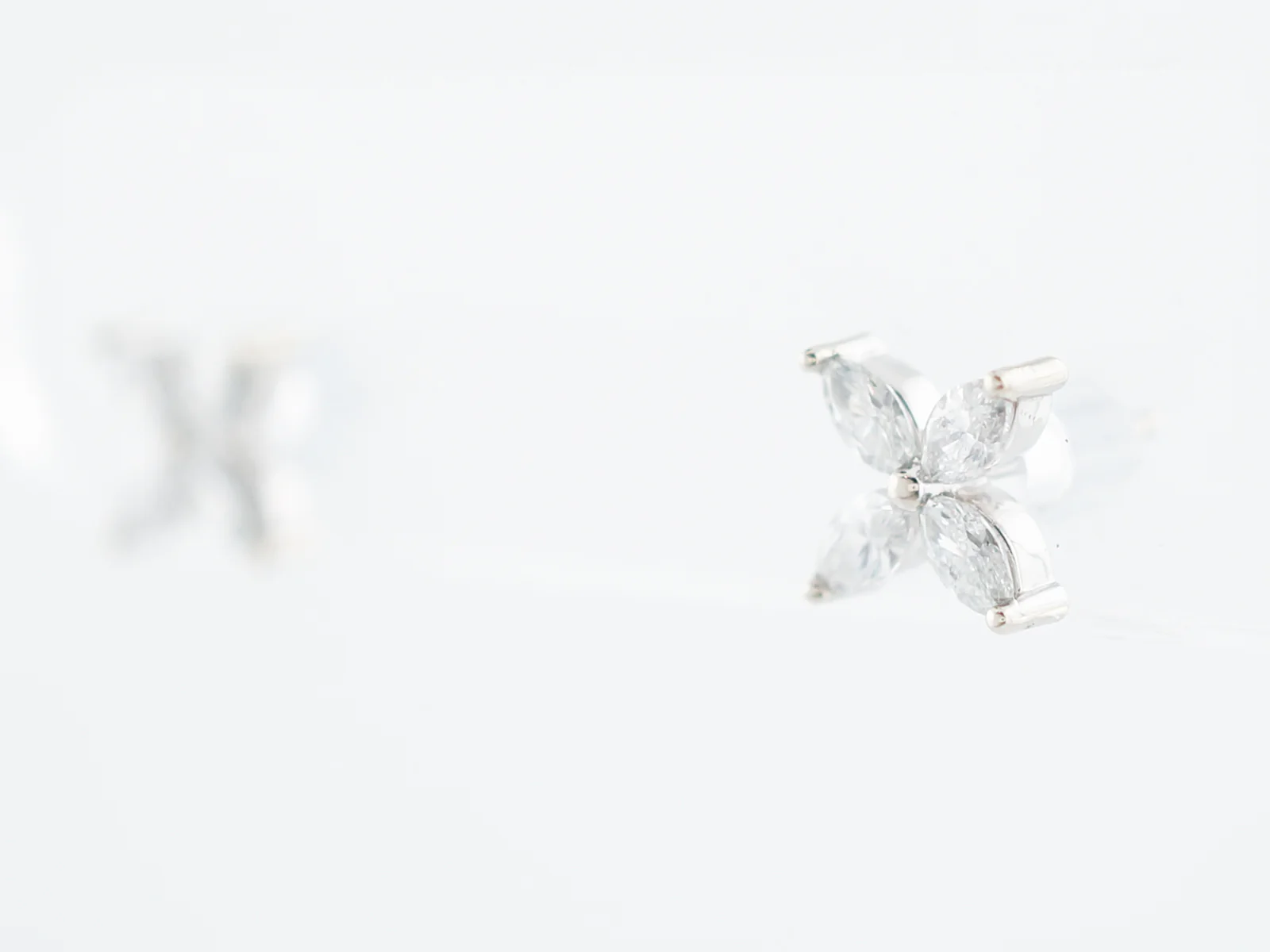 Earrings Modern .74 Marquise Cut Diamonds in 14k White Gold - Image 2