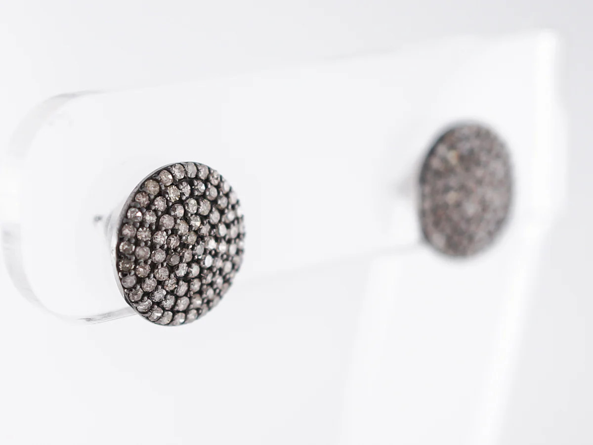 Earrings Modern .75 Round Brilliant Cut Diamonds in Sterling Silver - Image 2