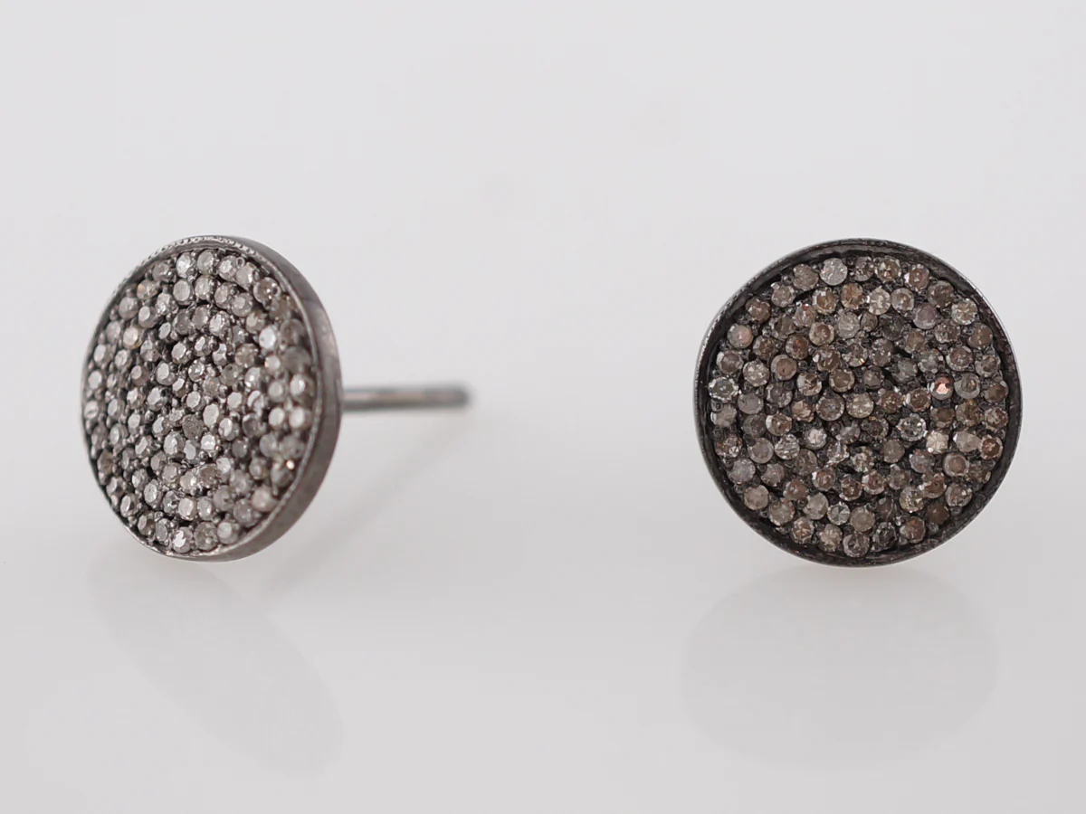 Earrings Modern .75 Round Brilliant Cut Diamonds in Sterling Silver - Image 2