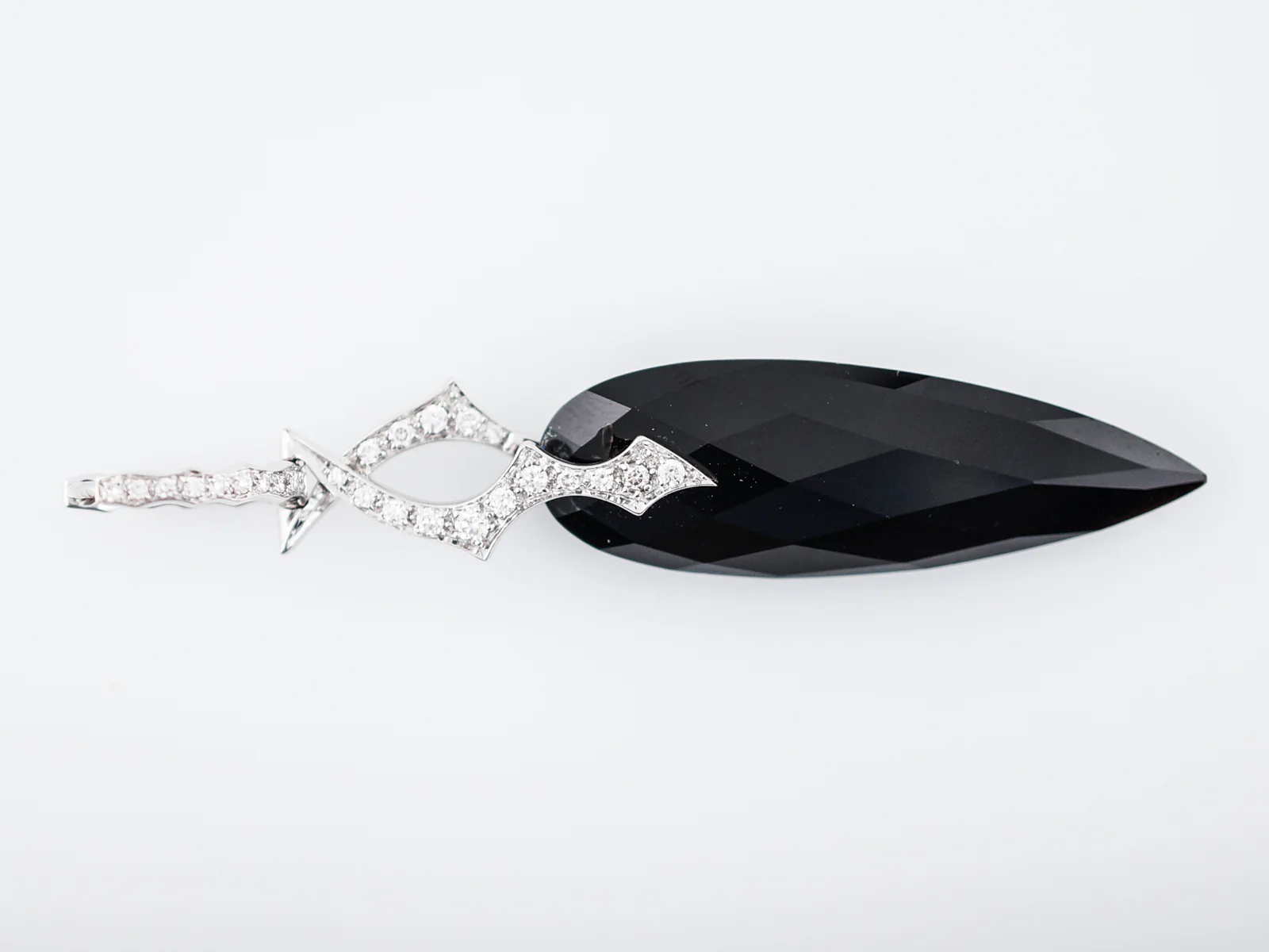 Earrings Modern .78 Round Brilliant Cut Diamonds & Onyx in 18k White Gold - Image 2