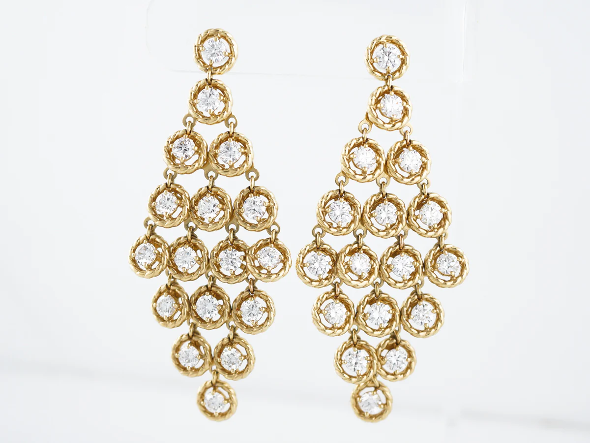 Earrings Modern 8.97 Round Brilliant Cut Diamonds in 18K Yellow Gold - Image 2