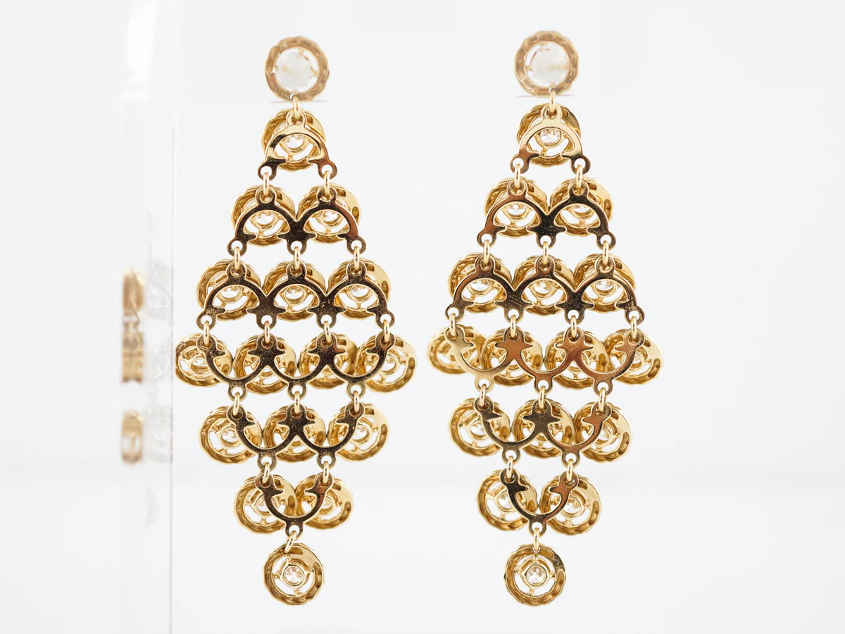 Earrings Modern 8.97 Round Brilliant Cut Diamonds in 18K Yellow Gold - Image 3