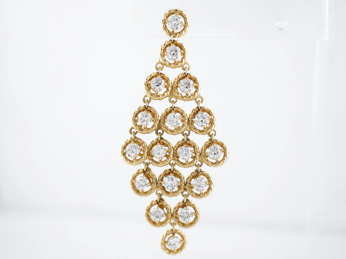 Earrings Modern 8.97 Round Brilliant Cut Diamonds in 18K Yellow Gold - Image 5