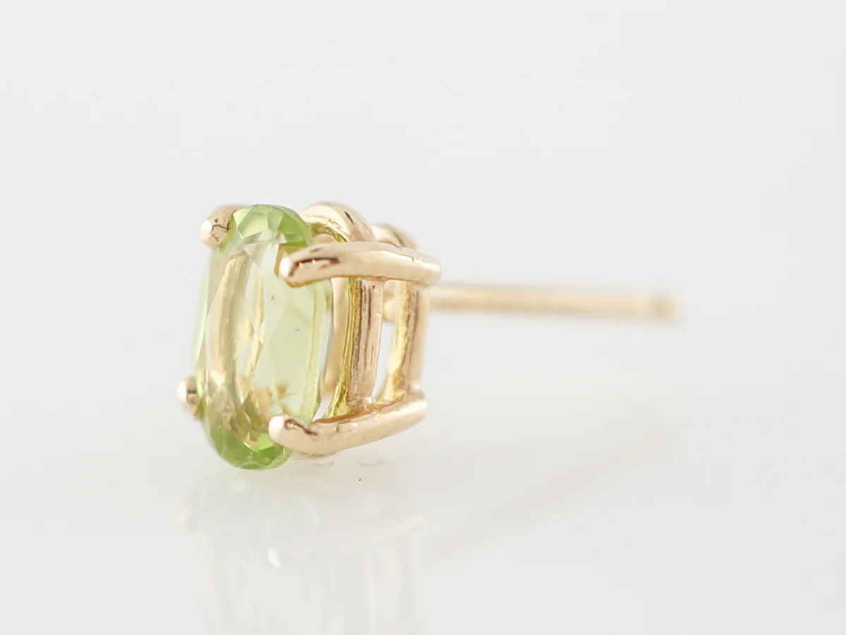 Earrings Modern .80 Oval Cut Peridot in 14k Yellow Gold - Image 3