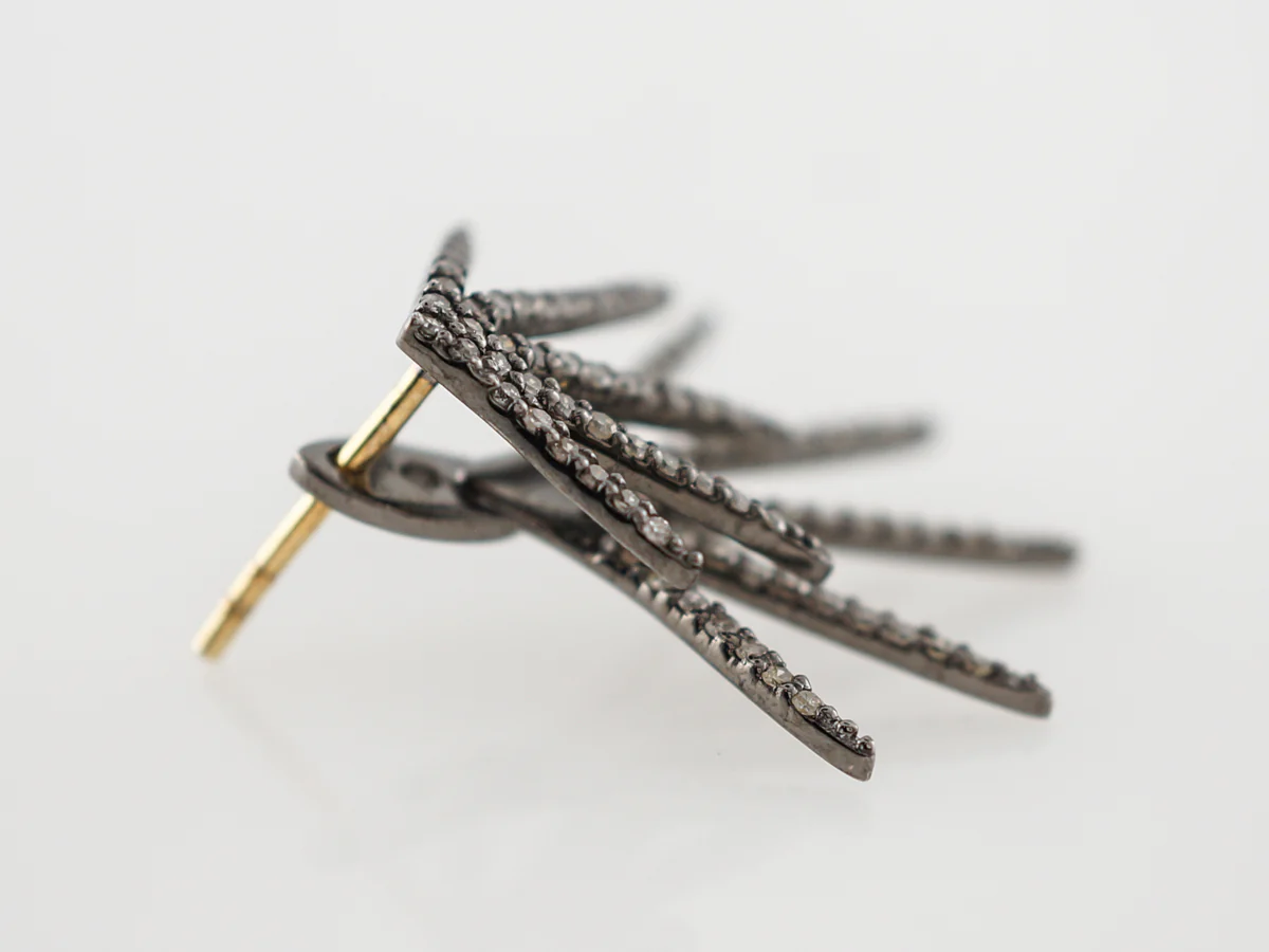 Earrings Modern .90 Round Brilliant Cut Diamonds in Sterling Silver - Image 4