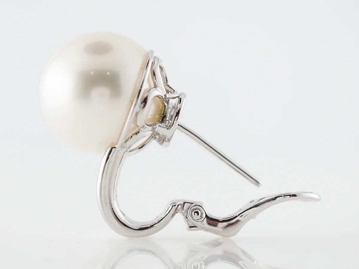 **RTV 5/2/19**Earrings Modern Pearl & 1.23 Straight Baguette Cut Diamonds in Platinum - Image 3