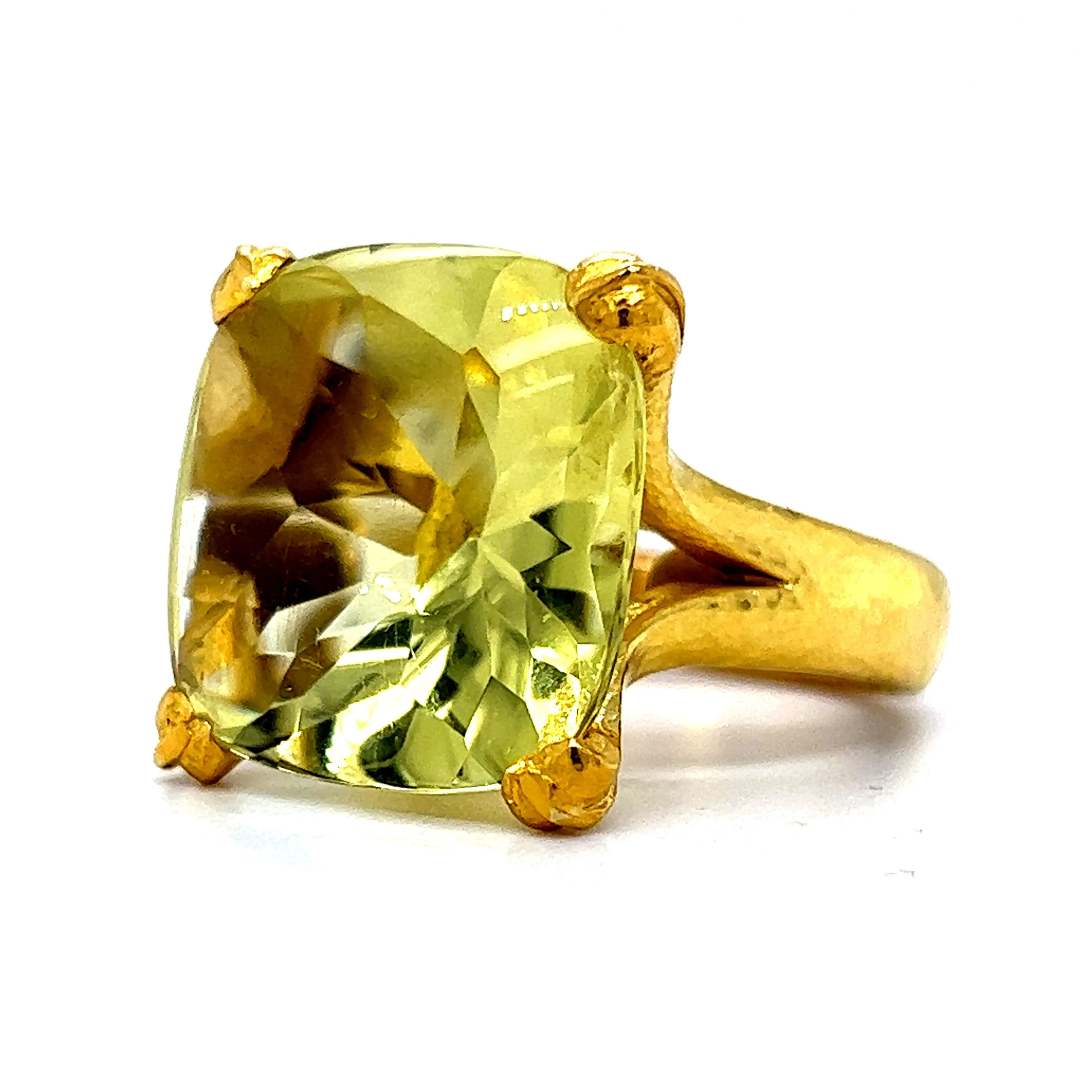 Elizabeth Locke Lemon Quartz Ring 19k Yellow Gold - Image 2