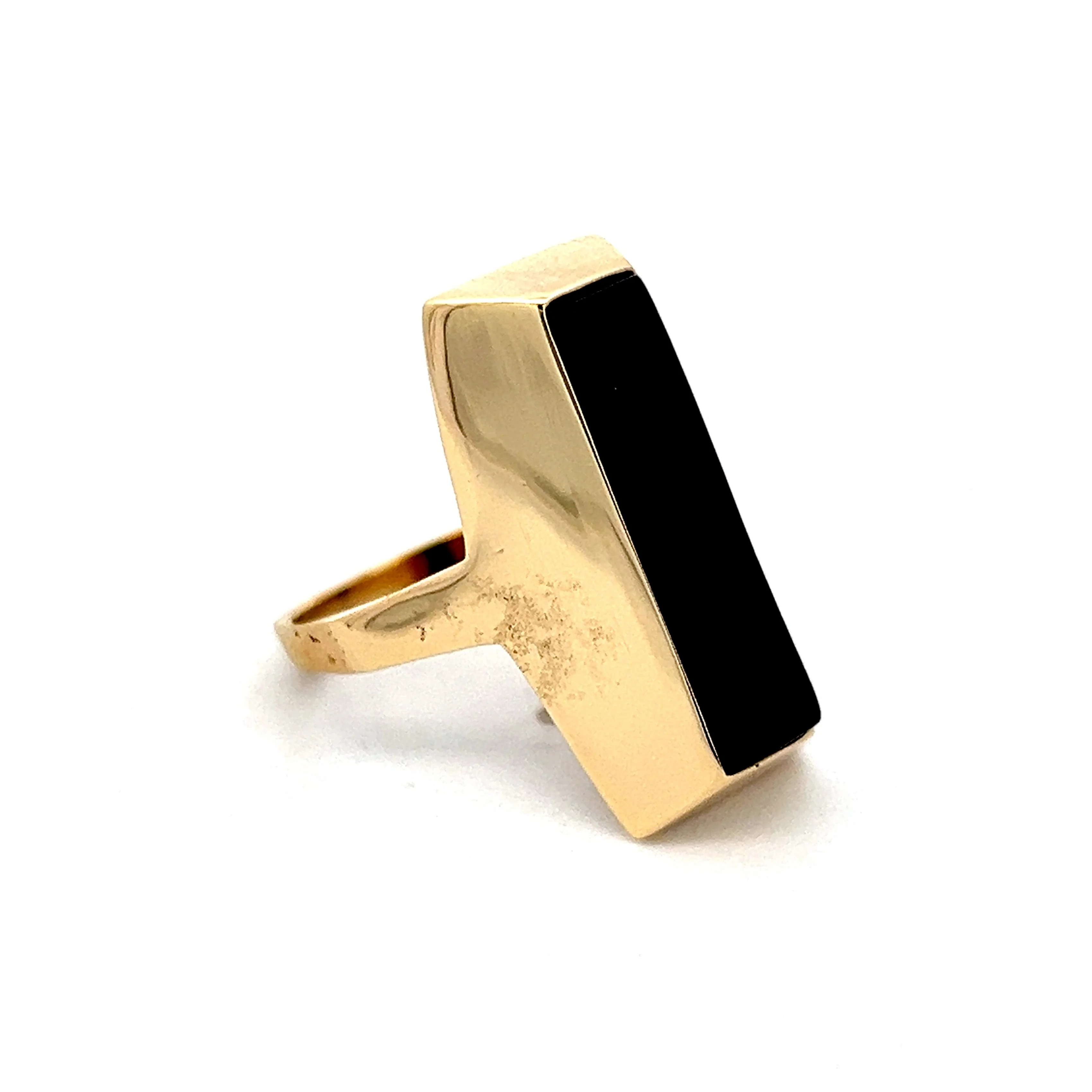Elongated Black Onyx Cocktail Ring in 14k Yellow Gold - Image 3