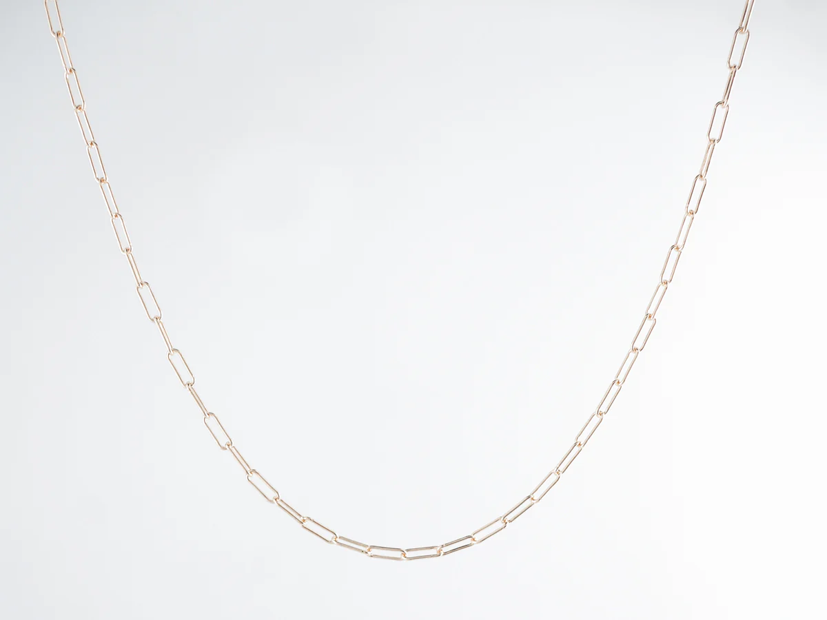 Elongated Flat Link Chain 18 Inches 14k Yellow Gold