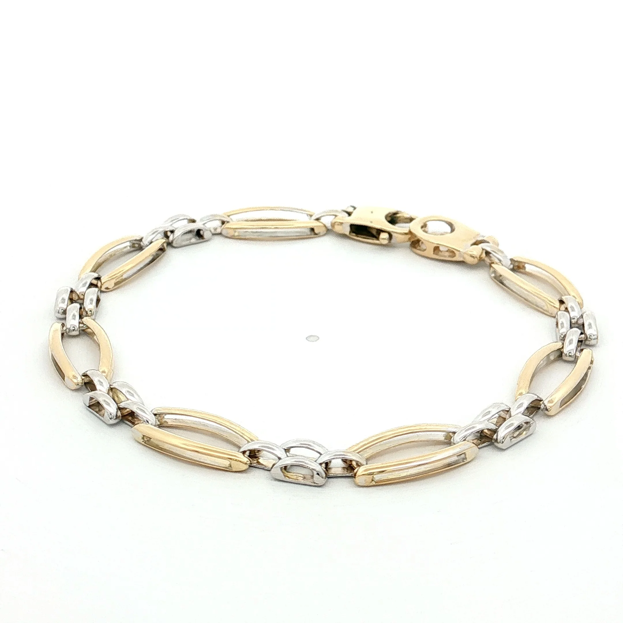 Elongated Oval Link Chain Bracelet 14k Two-Tone Gold - Image 3
