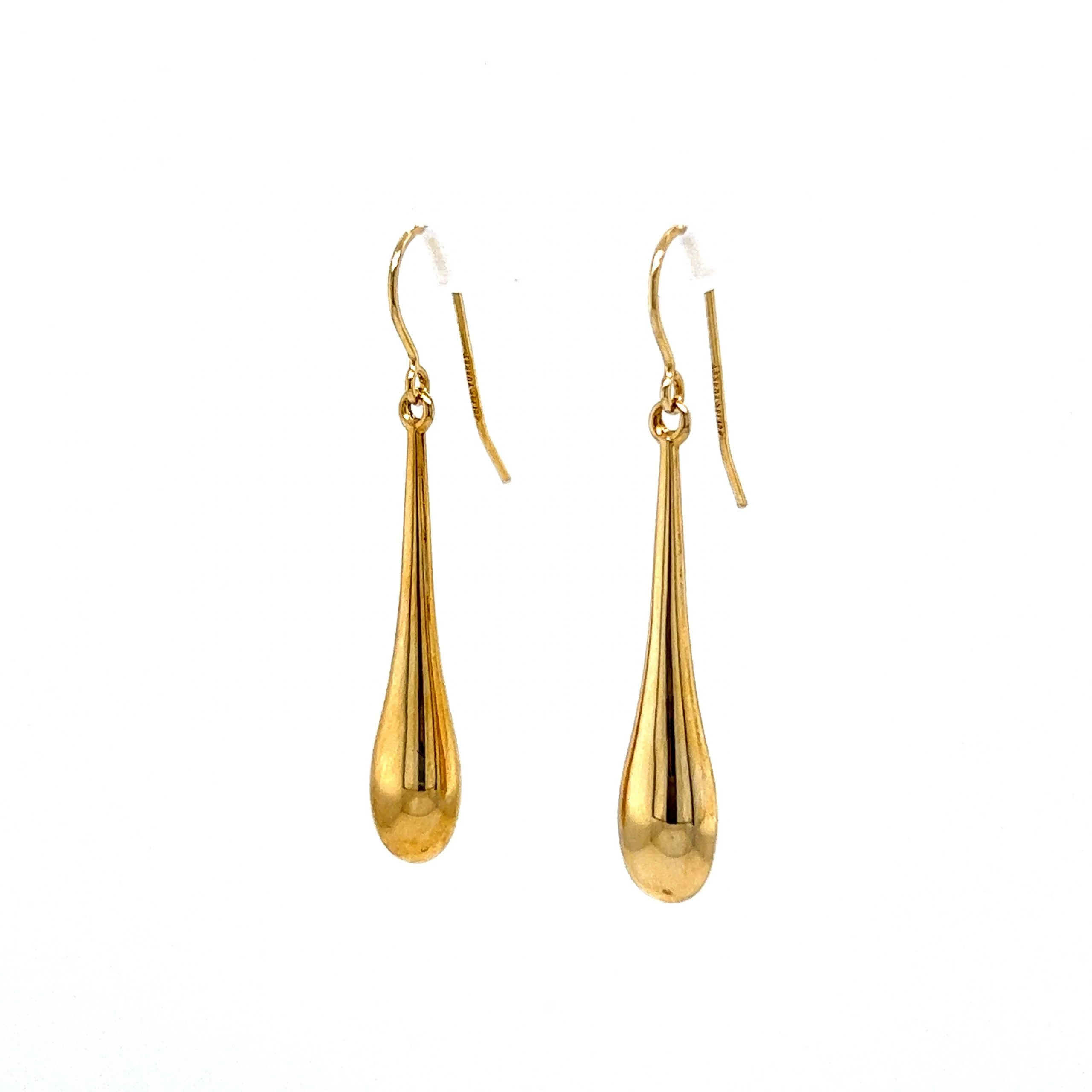 Elongated Raindrop Earrings in 10k Yellow Gold - Image 2