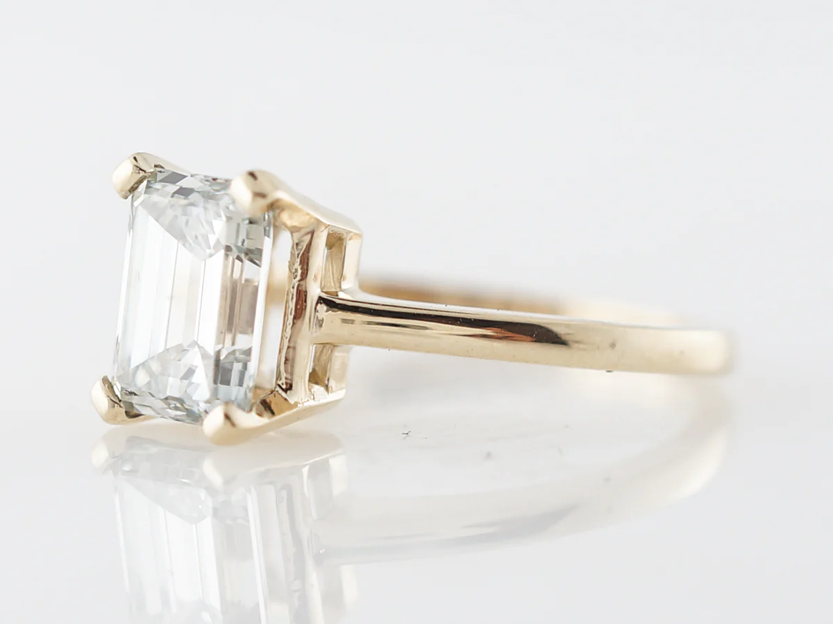 Emerald Cut Diamond Engagement Ring in Yellow Gold - Image 2
