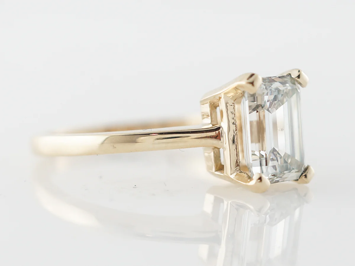 Emerald Cut Diamond Engagement Ring in Yellow Gold - Image 3