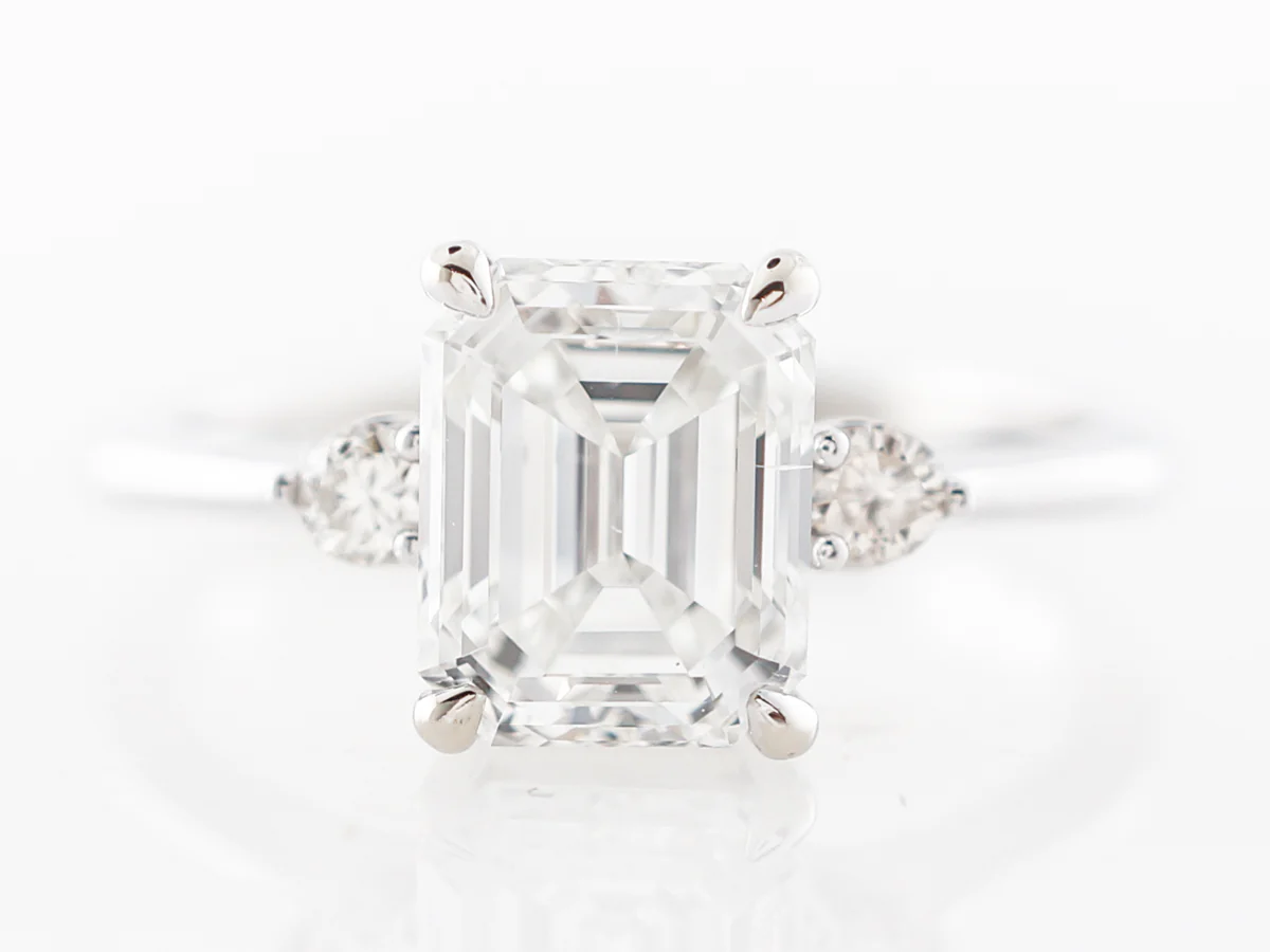 Emerald Cut Diamond Engagement Ring in White Gold