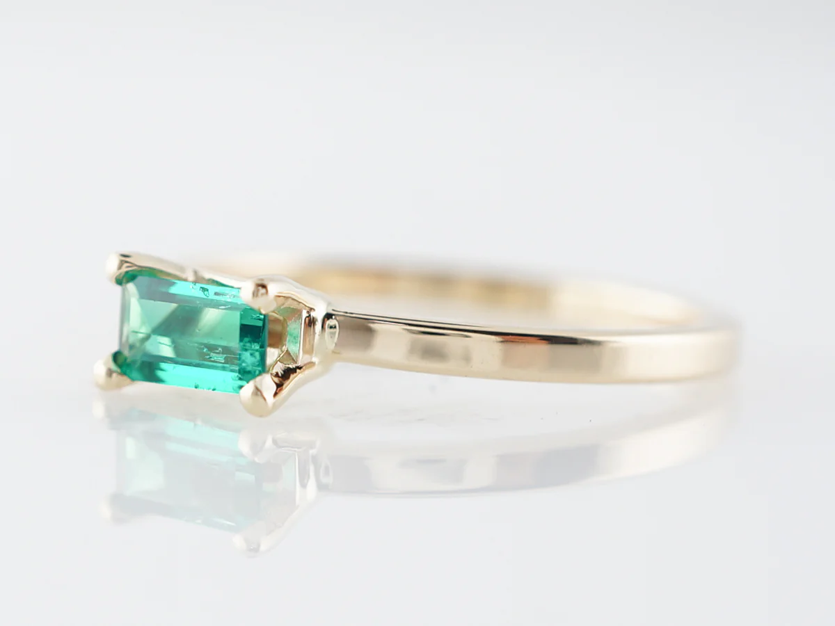 Emerald Cut Emerald Ring in 14k Yellow Gold - Image 2