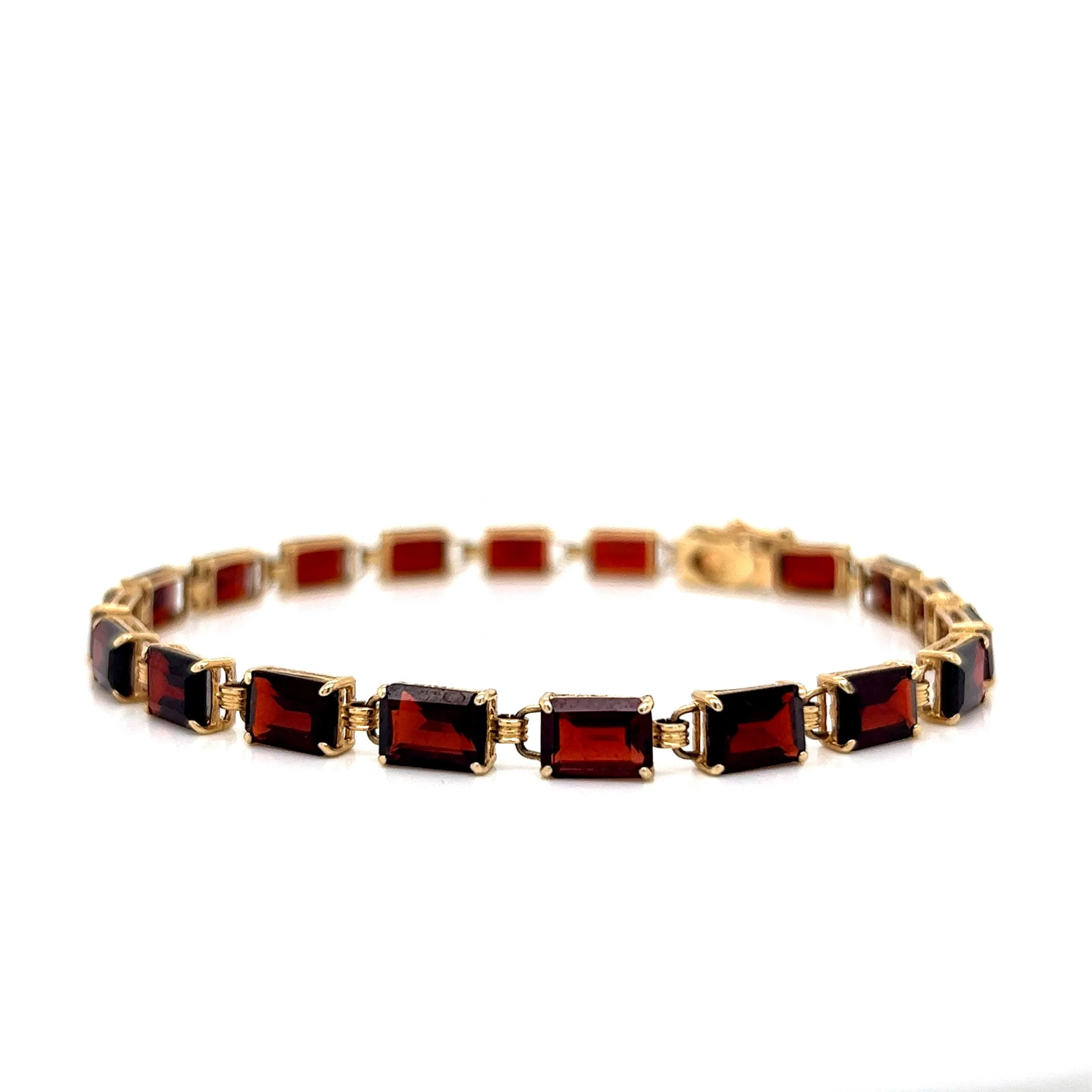 Emerald Cut Garnet Bracelet in 14k Yellow Gold - Image 2