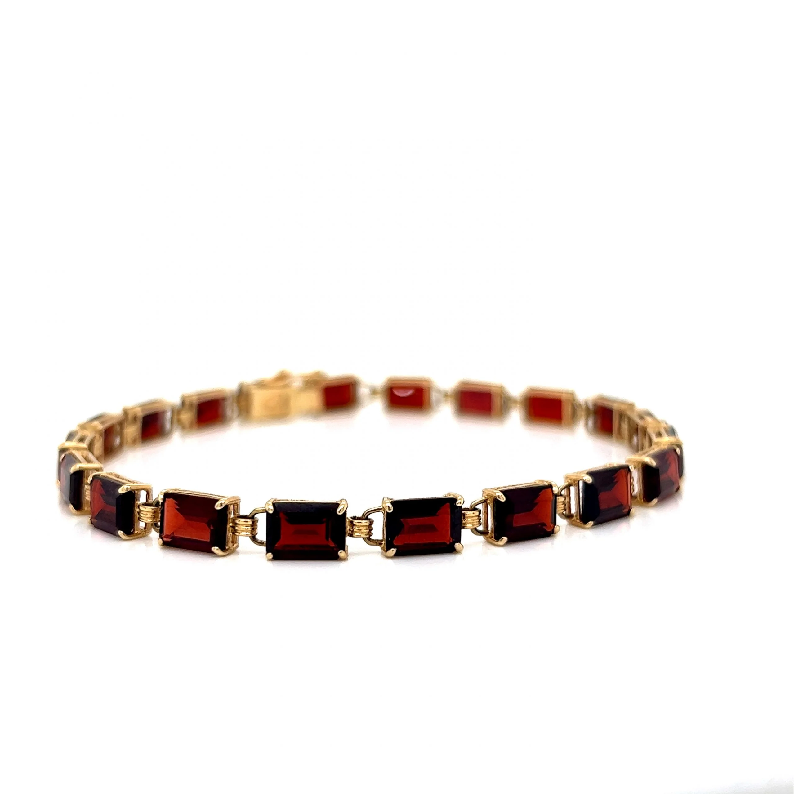 Emerald Cut Garnet Bracelet in 14k Yellow Gold - Image 3