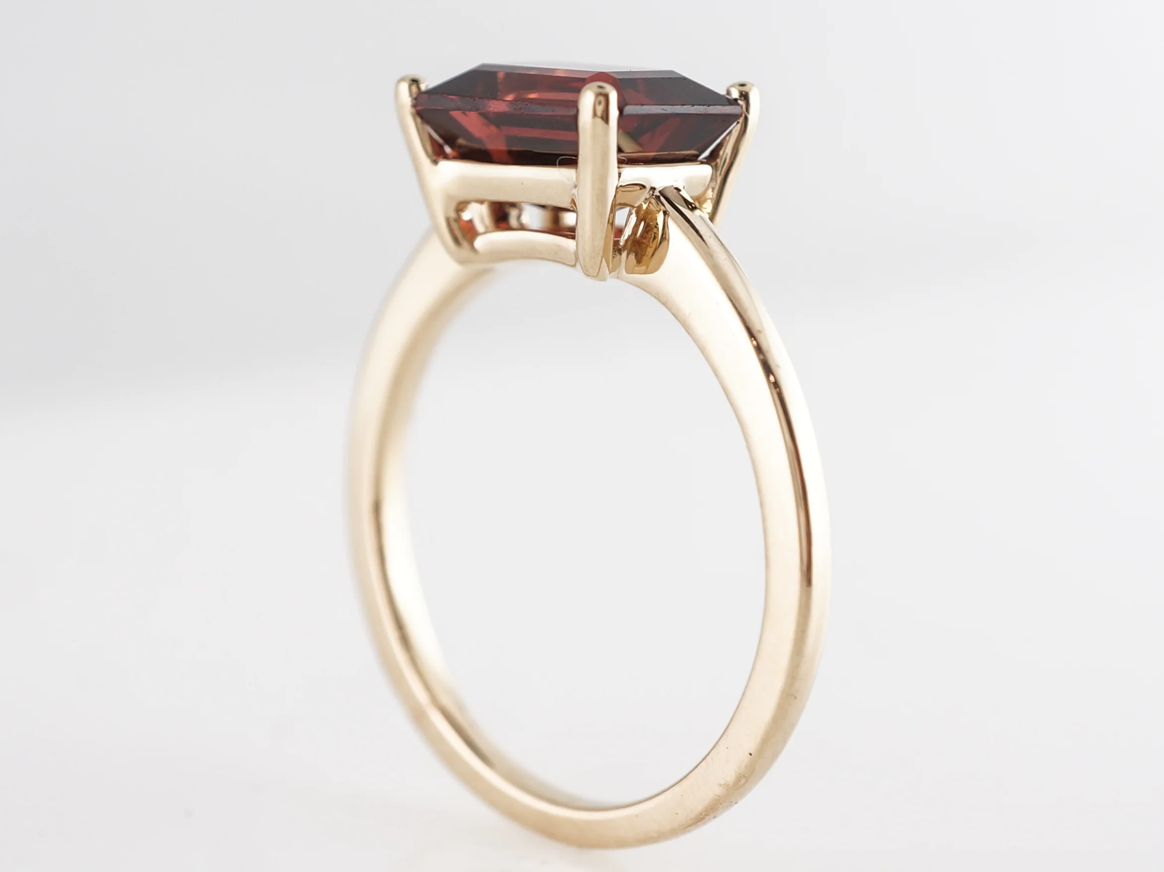 Emerald Cut Garnet Cocktail Ring in 14k Yellow Gold - Image 5