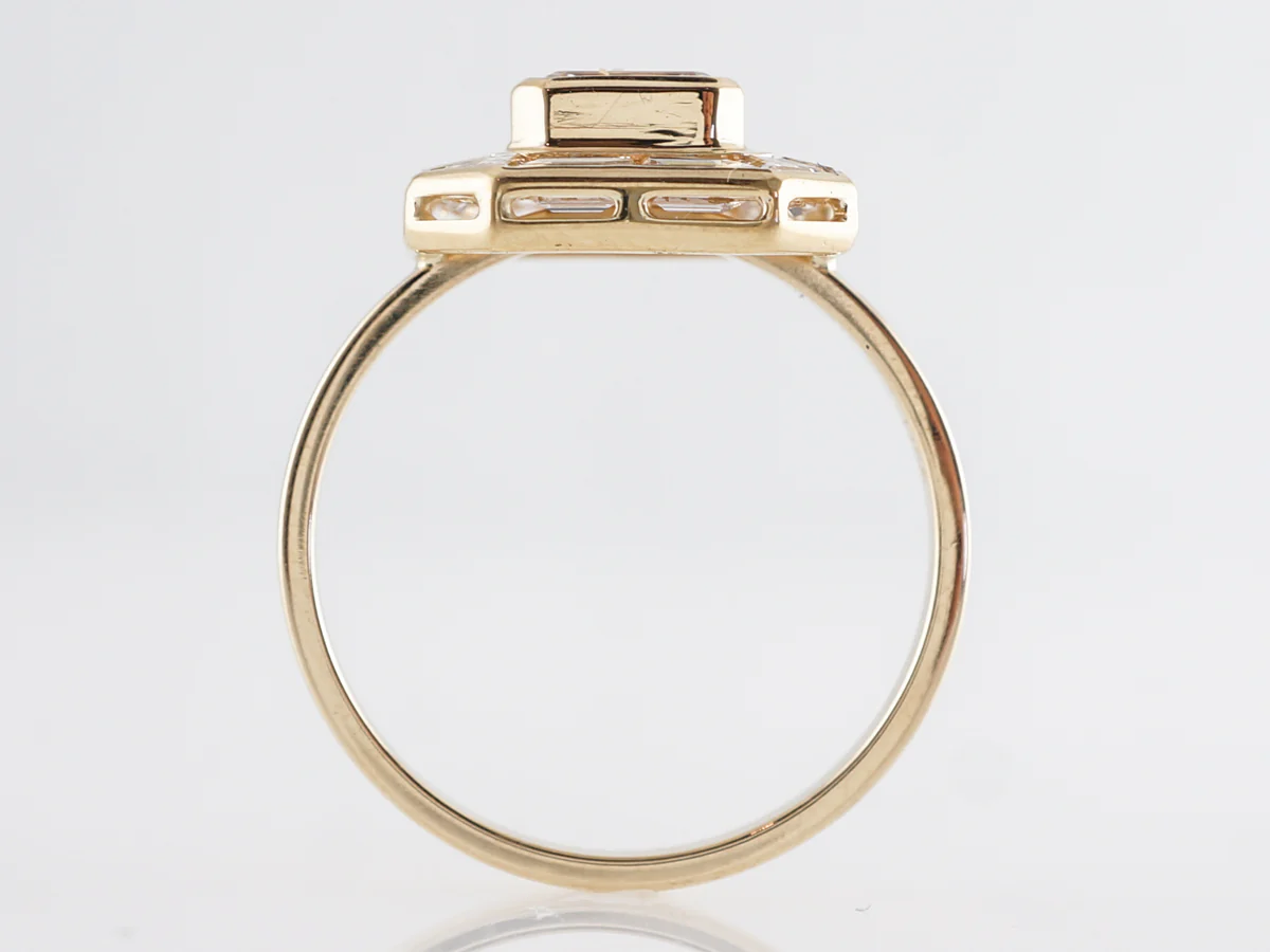 Emerald Cut Halo Diamond Engagement Ring in Yellow Gold - Image 4
