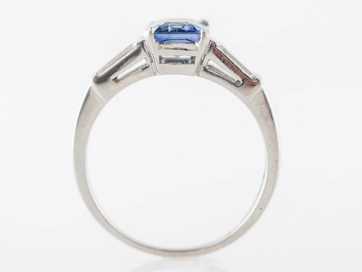 Emerald Cut Sapphire Engagement Ring in Platinum - Image 4