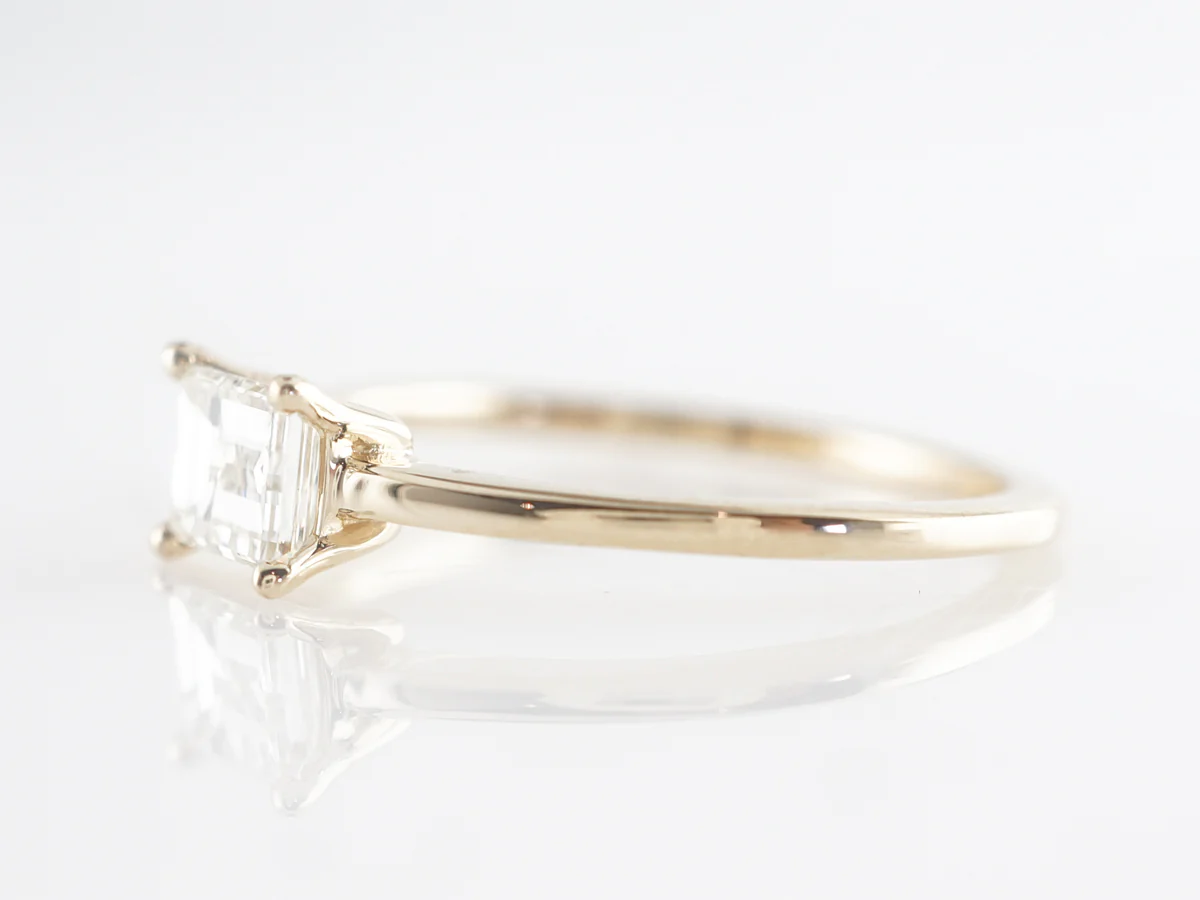 Emerald Cut Solitaire Diamond Engagement Ring in Yellow Gold - Image 2