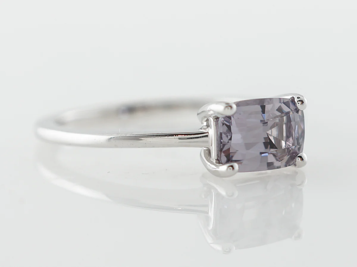 Emerald Cut Spinel Solitaire Engagement Ring in White Gold - Image 3
