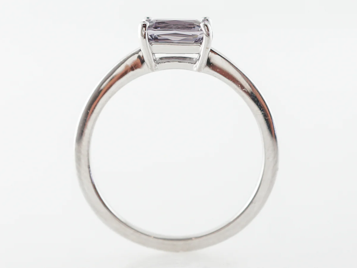 Emerald Cut Spinel Solitaire Engagement Ring in White Gold - Image 4