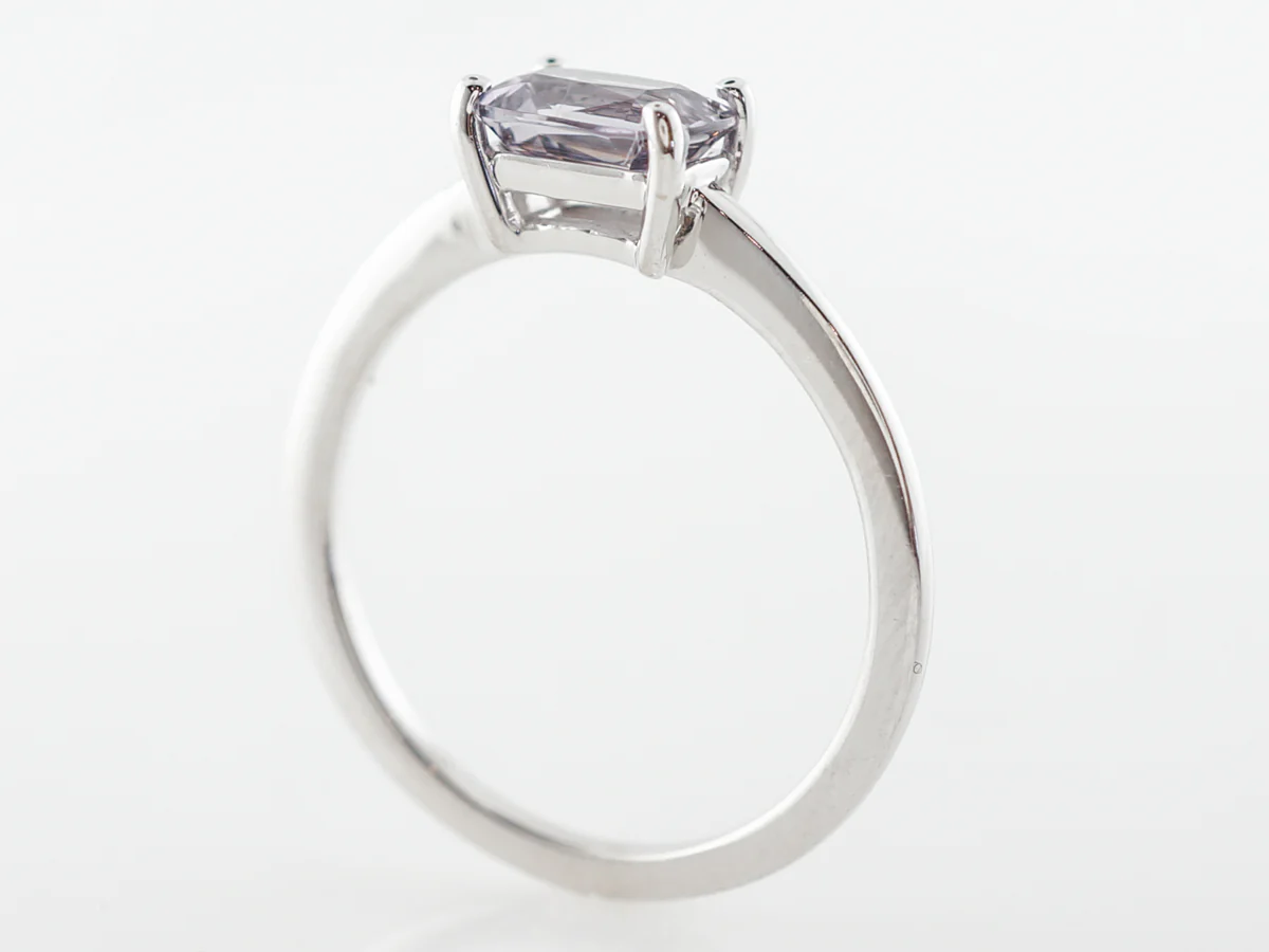 Emerald Cut Spinel Solitaire Engagement Ring in White Gold - Image 5