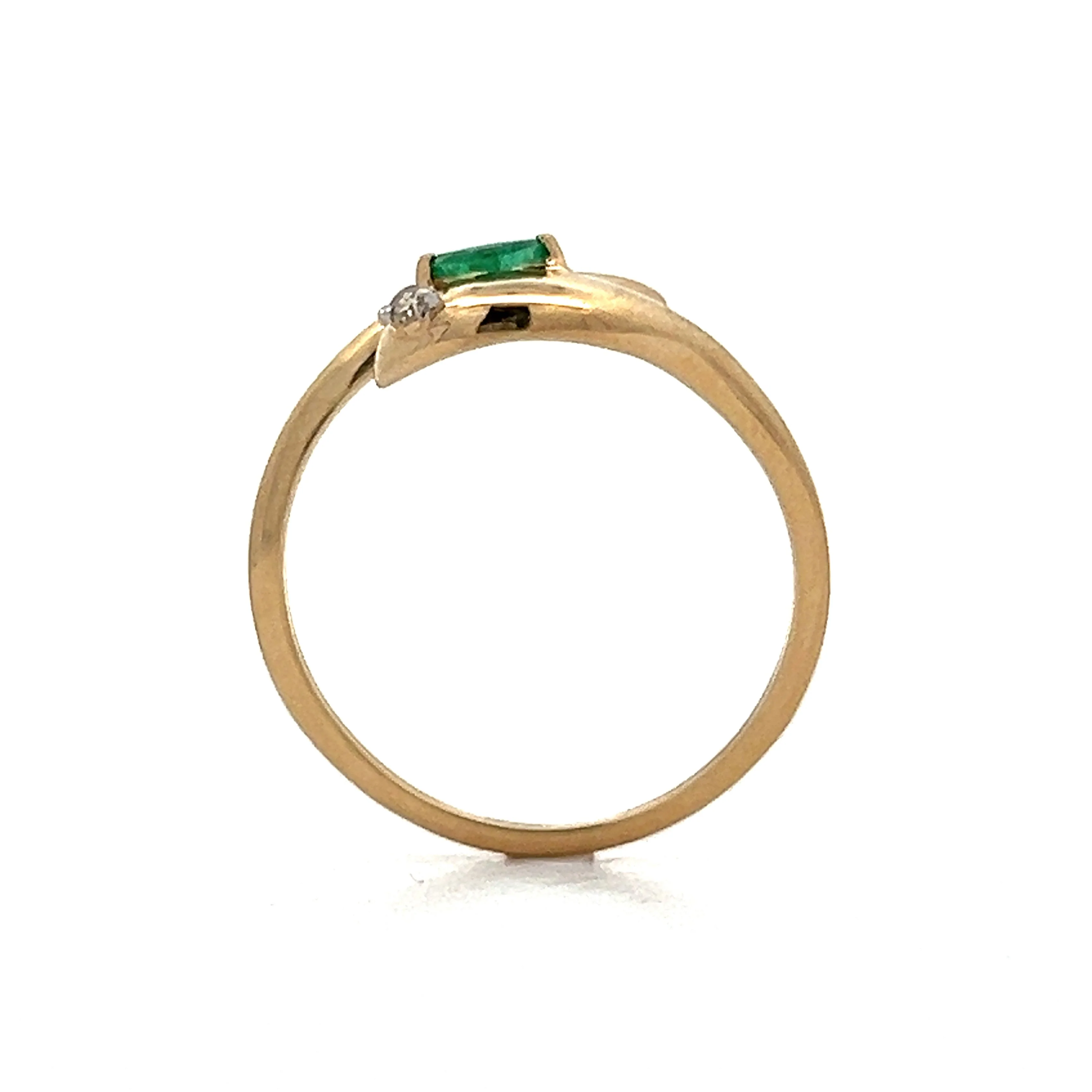 Emerald & Diamond Snake Ring in 14k Yellow Gold - Image 4