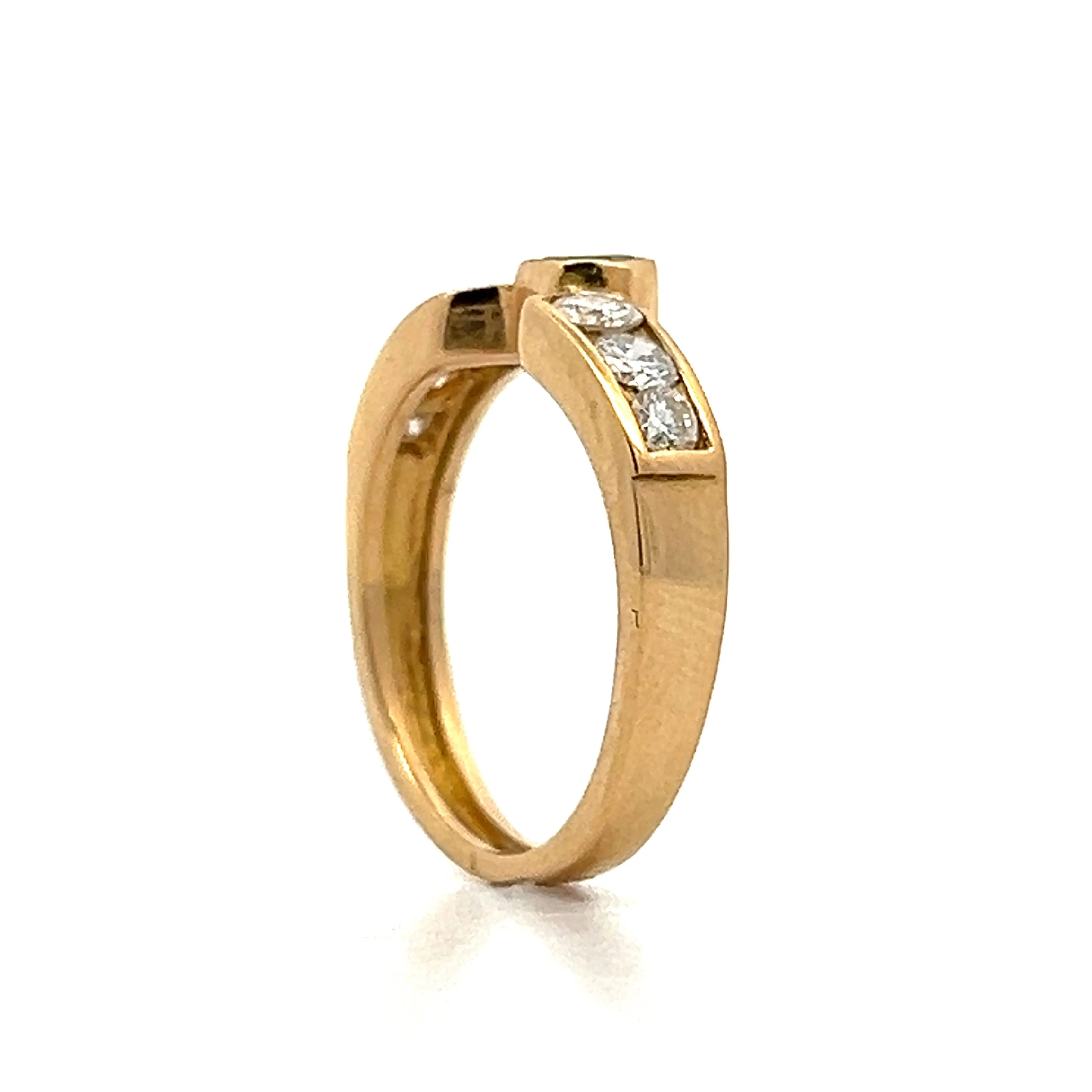 Emerald & Diamond Stacking Ring in 18k Yellow Gold - Image 5