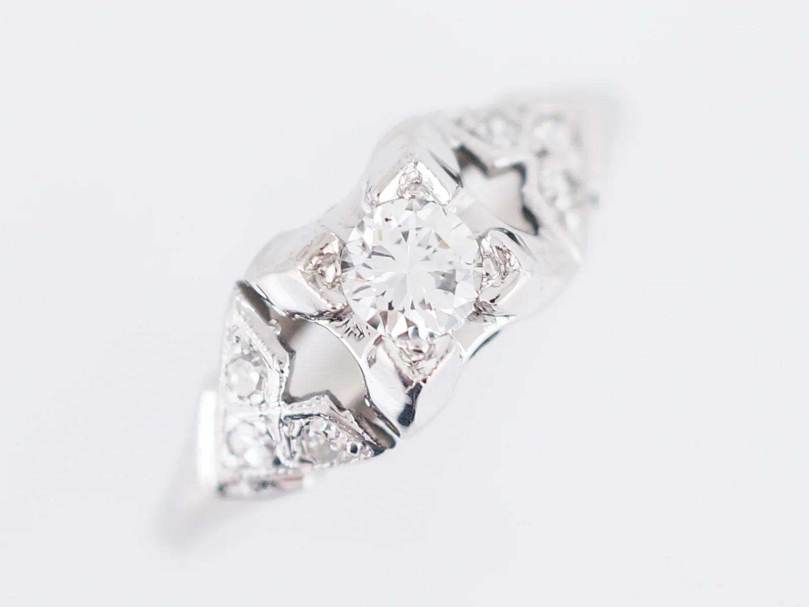 Antique Engagement Ring Art Deco .25 Old European Cut Diamond in Palladium - Image 4