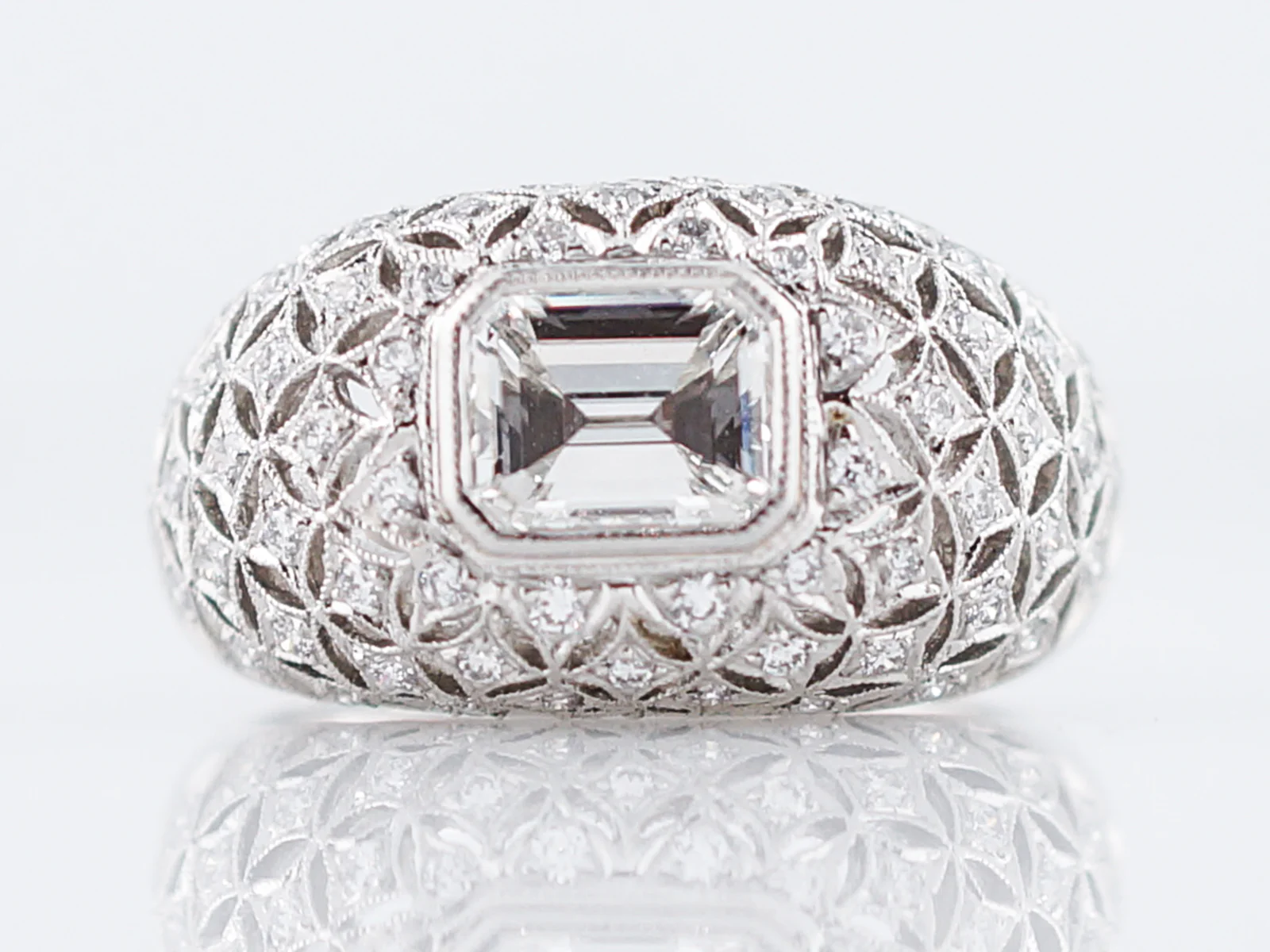 Engagement Ring Modern 1.00 Emerald Cut Diamond in Platinum