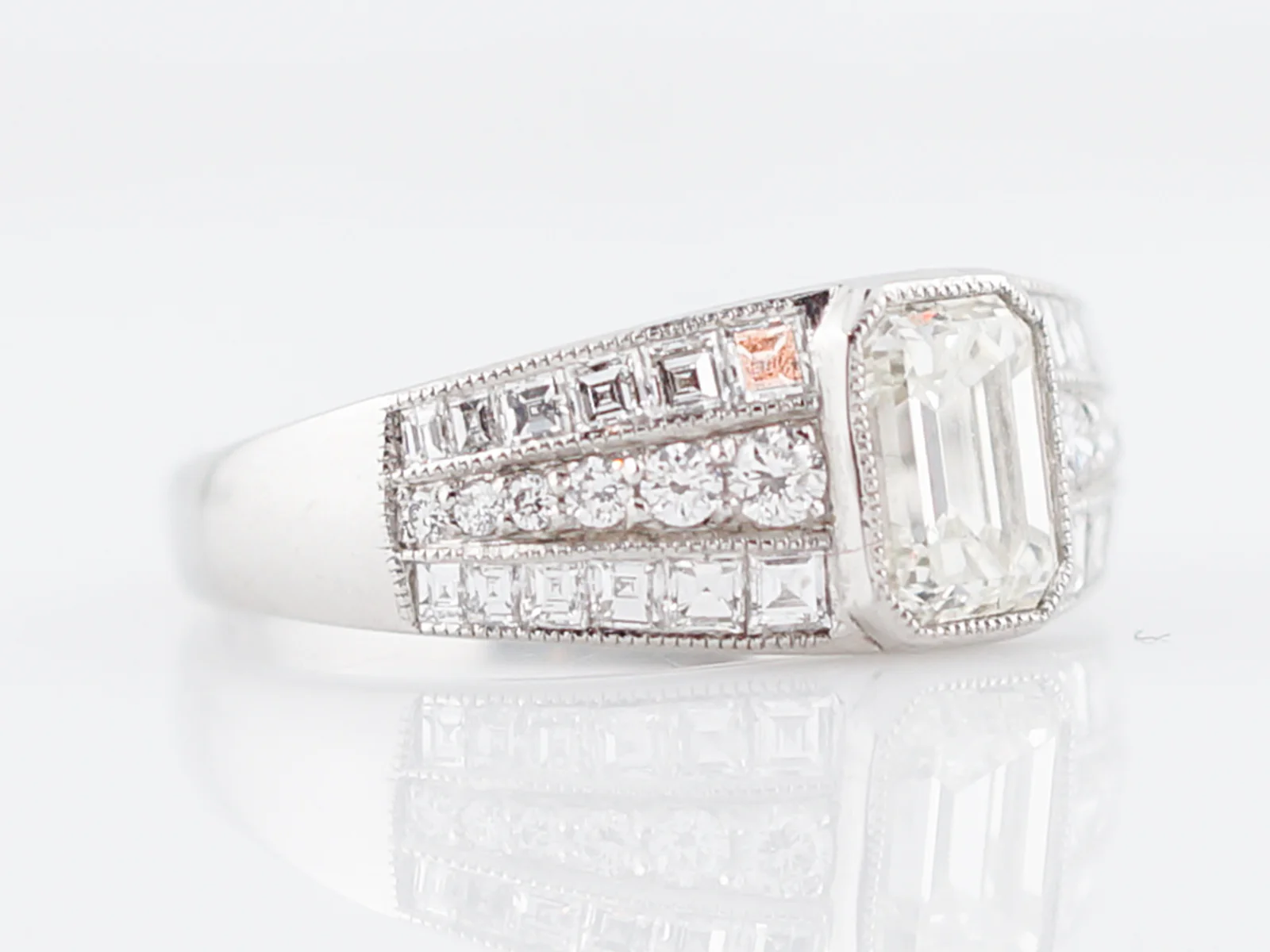 Engagement Ring Modern 1.00 Emerald Cut Diamond in Platinum - Image 4