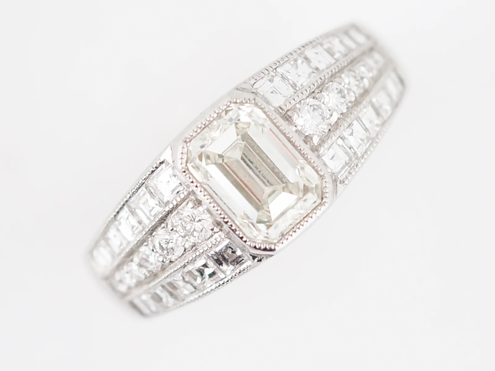 Engagement Ring Modern 1.00 Emerald Cut Diamond in Platinum - Image 5