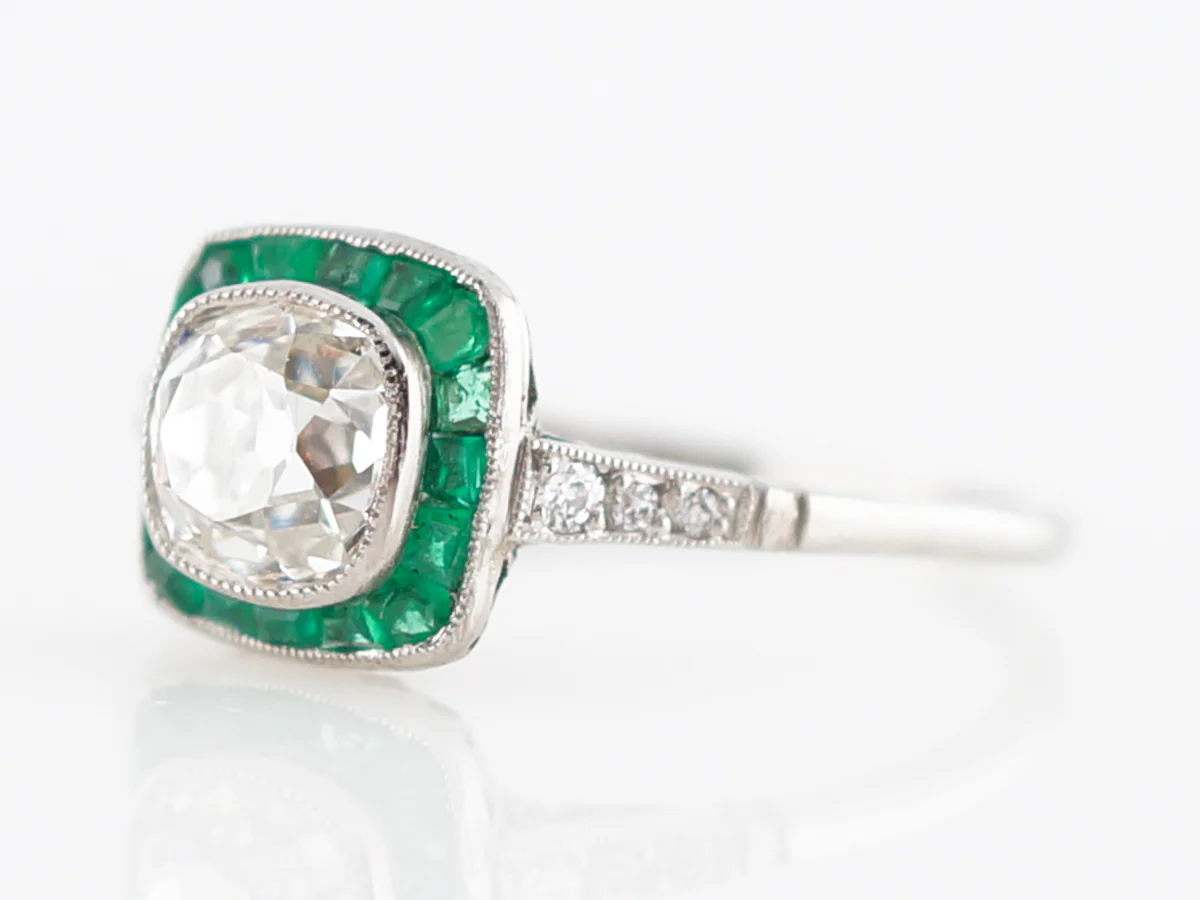 **RTV 1/9/19**Engagement Ring Modern 1.00 Old Mine Cut Diamond in Platinum - Image 2