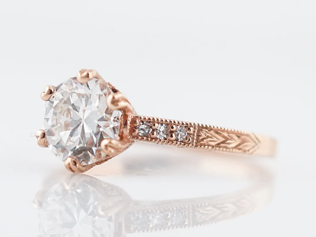Engagement Ring Modern 1.05 Transitional Cut Diamond in 14k Rose Gold - Image 2
