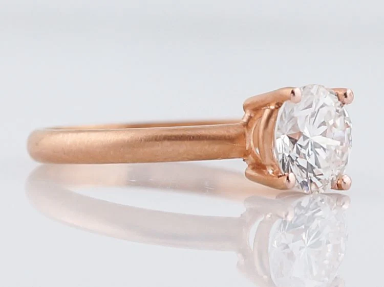 Engagement Ring Modern 1.09 Round Brilliant Cut Diamond in 14k Rose Gold - Image 2