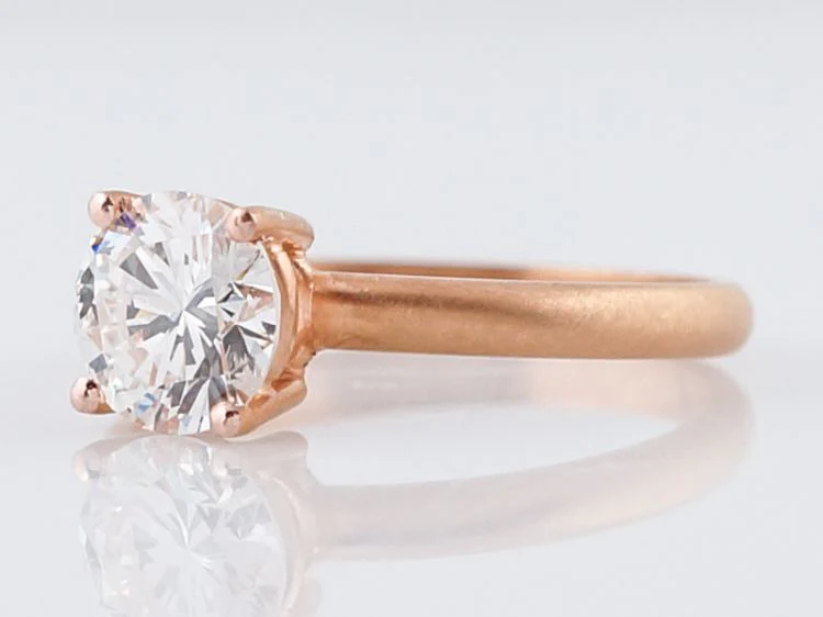 Engagement Ring Modern 1.09 Round Brilliant Cut Diamond in 14k Rose Gold - Image 3