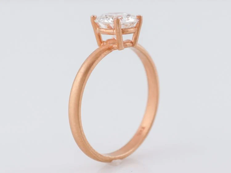 Engagement Ring Modern 1.09 Round Brilliant Cut Diamond in 14k Rose Gold - Image 4