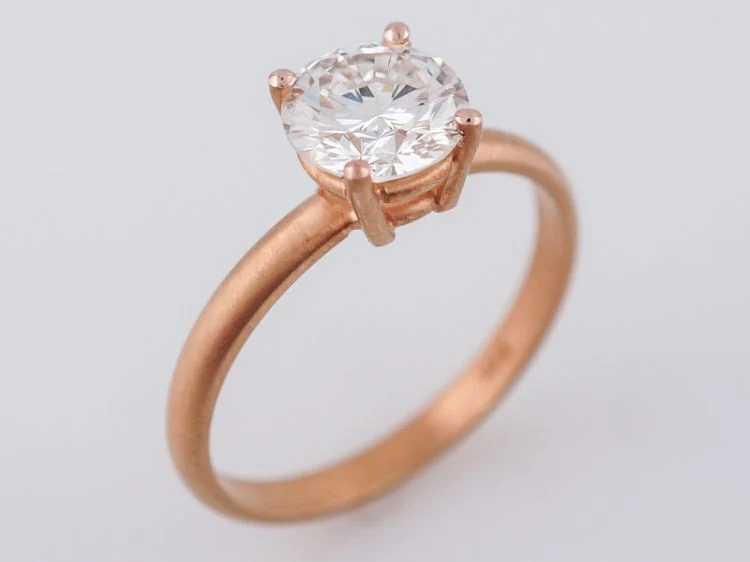 Engagement Ring Modern 1.09 Round Brilliant Cut Diamond in 14k Rose Gold - Image 5
