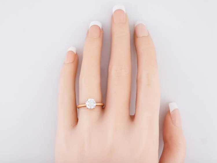 Engagement Ring Modern 1.09 Round Brilliant Cut Diamond in 14k Rose Gold - Image 7