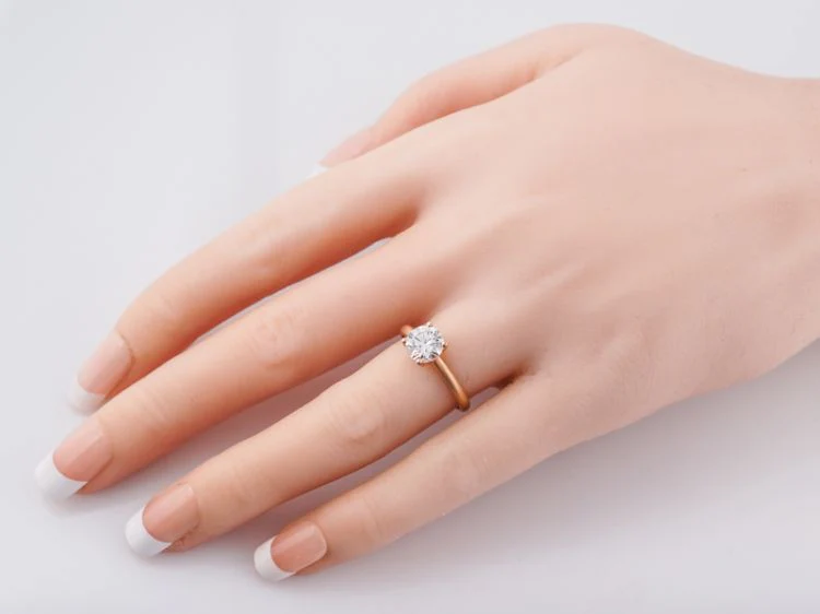 Engagement Ring Modern 1.09 Round Brilliant Cut Diamond in 14k Rose Gold - Image 9