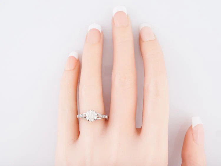 Engagement Ring Modern 1.15 Round Brilliant Cut Diamond in 14k White Gold - Image 7