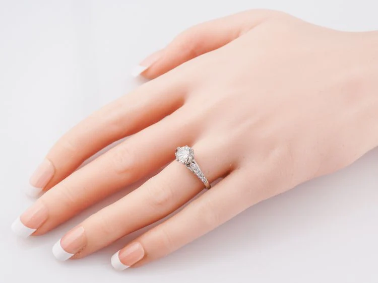 Engagement Ring Modern 1.15 Round Brilliant Cut Diamond in 14k White Gold - Image 9