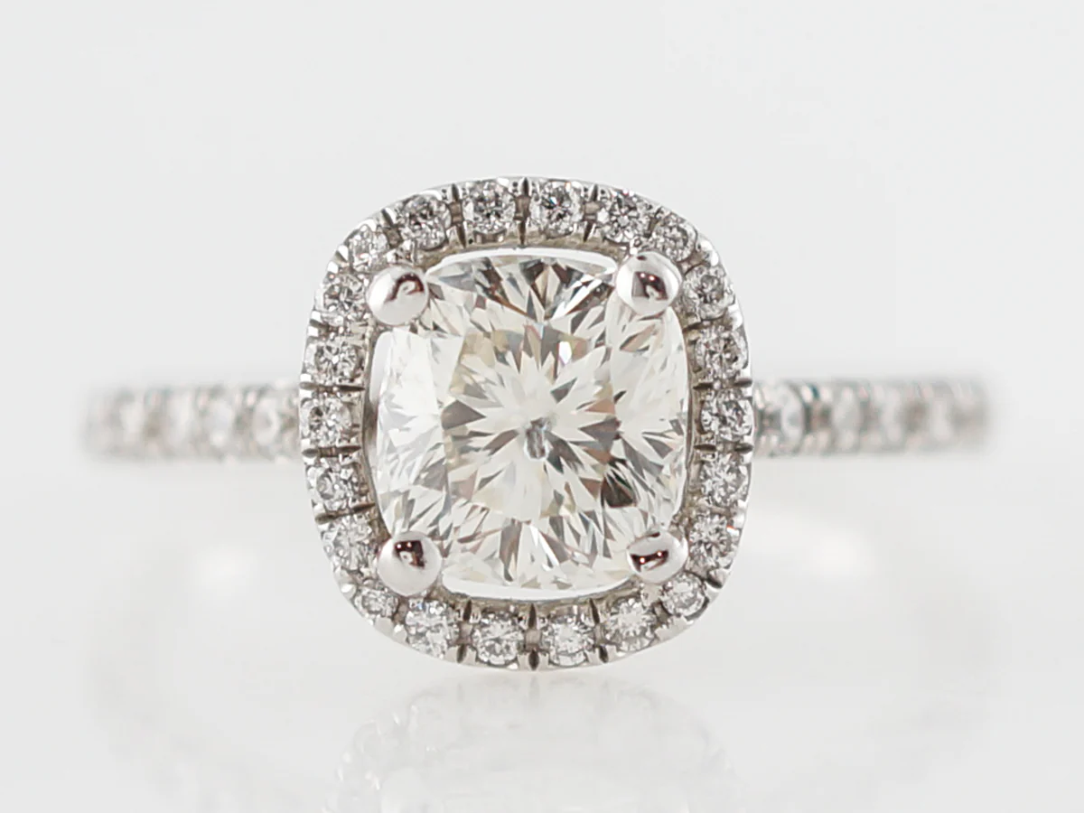 Engagement Ring Modern 1.20 Cushion Cut Diamond in 14k White Gold